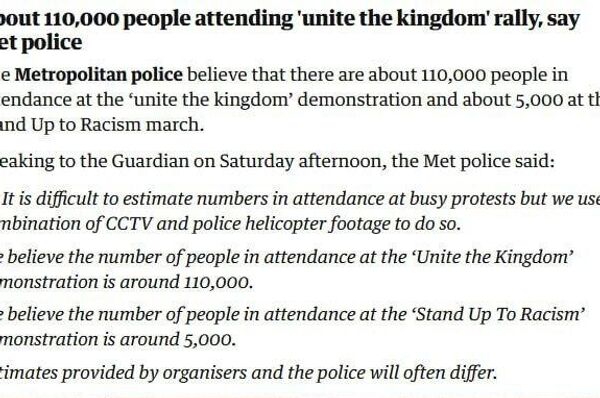 በለንደን በተካሄደው የቶሚ ሮቢንሰን ሰልፍ ምን ያህል ሕዝብ ተሳትፎበታል? - Sputnik አፍሪካ