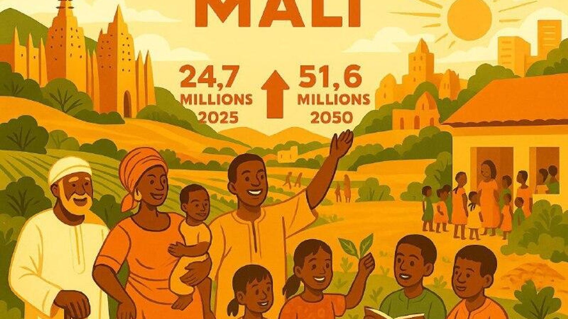 የማሊ ሕዝብ ቁጥር በ25 ዓመታት ውስጥ በእጥፍ ሊጨምር እንደሚችል ተገለፀ የማሊ ሕዝብ ቁጥር በ25 ዓመታት ውስጥ በእጥፍ ሊጨምር እንደሚችል ተገለፀ - Sputnik አፍሪካ, 1920, 20.10.2025