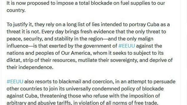 አሜሪካ በነዳጅ እገዳ አማካኝነት በኩባ ላይ እጅግ አስቸጋሪ የአኗኗር ሁኔታዎችን እየጫነች ነው - የውጭ ጉዳይ ሚኒስትር - Sputnik አፍሪካ