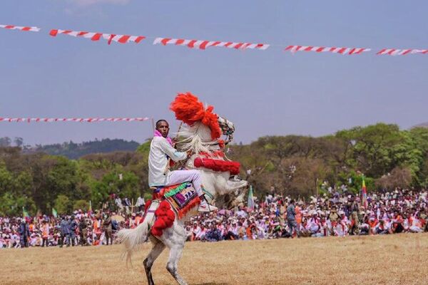 በ86ኛው የአገው ፈረሰኞች በዓል የፈረስ ግልቢያ ትርዒት ድንቅ ትዕይንቶች በምስል - Sputnik አፍሪካ