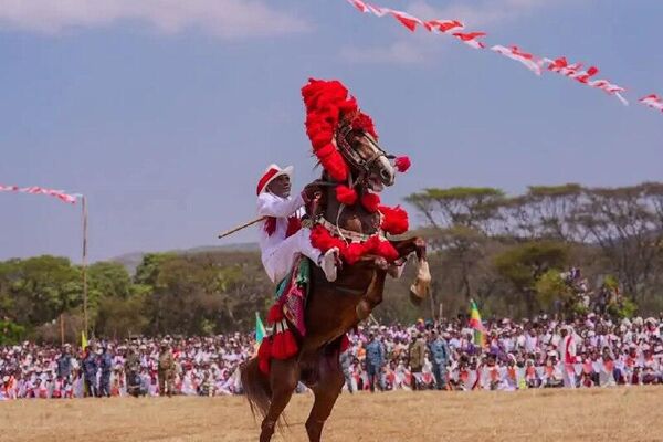 በ86ኛው የአገው ፈረሰኞች በዓል የፈረስ ግልቢያ ትርዒት ድንቅ ትዕይንቶች በምስል - Sputnik አፍሪካ
