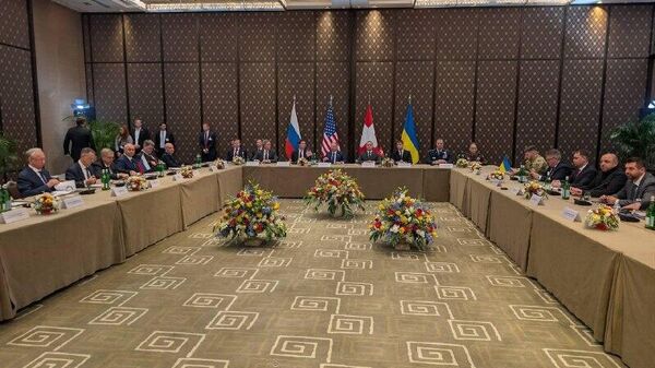 በጄኔቫ የሩሲያ፣ ዩናይትድ ስቴትስ እና ዩክሬን ልዑካን ቡድኖች ድርድር ተጀምሯል - የስፑትኒክ ዘጋቢ - Sputnik አፍሪካ