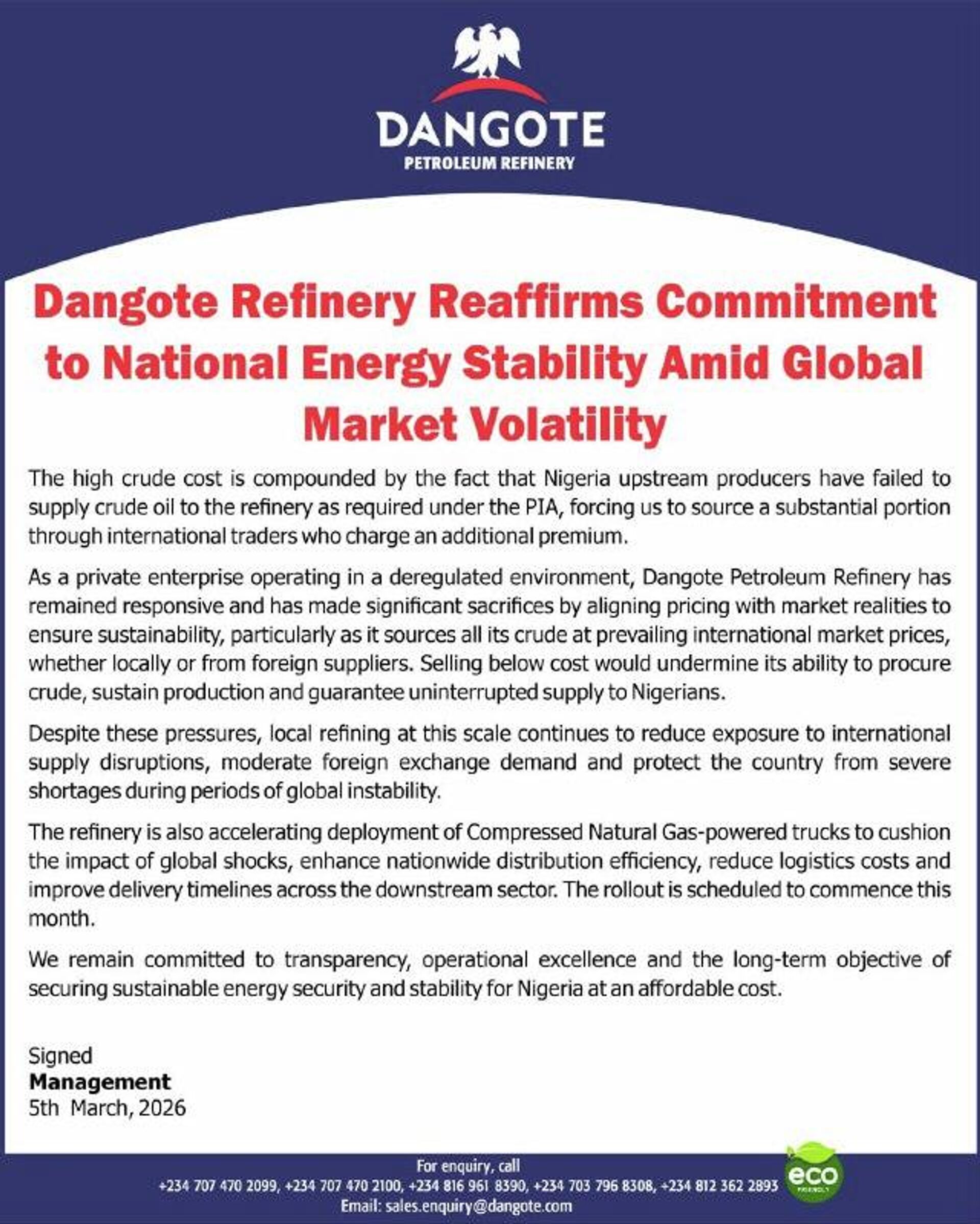 የዳንጎቴ የነዳጅ ማጣሪያ ፋብሪካ የመካከለኛውን ምስራቅ ቀውስ ተከትሎ የናይጄሪያን የነዳጅ አቅርቦት ለማረጋገጥ ቃል ገባ - Sputnik አፍሪካ, 1920, 06.03.2026