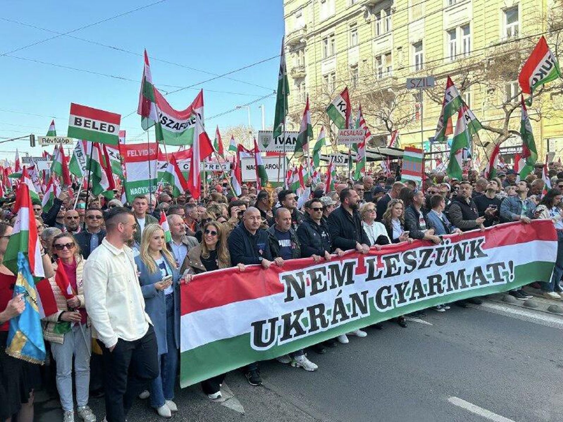 በቡዳፔስት አደባባይ የወጡ በሺዎች የሚቆጠሩ ሰልፈኞች 'በዩክሬን አንገዛም' ሲሉ ድምፃቸውን አሰሙ - Sputnik አፍሪካ, 1920, 15.03.2026