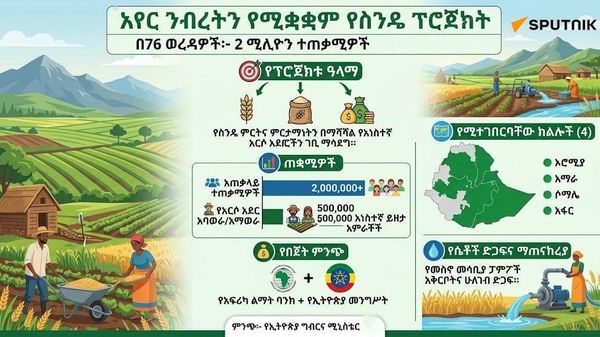 በ76 ወረዳዎች፤ 2 ሚሊዮን ተጠቃሚዎች፦ የኢትዮጵያ ለአየር ንብረትን የማይበገር የስንዴ ፕሮጀክት - Sputnik አፍሪካ